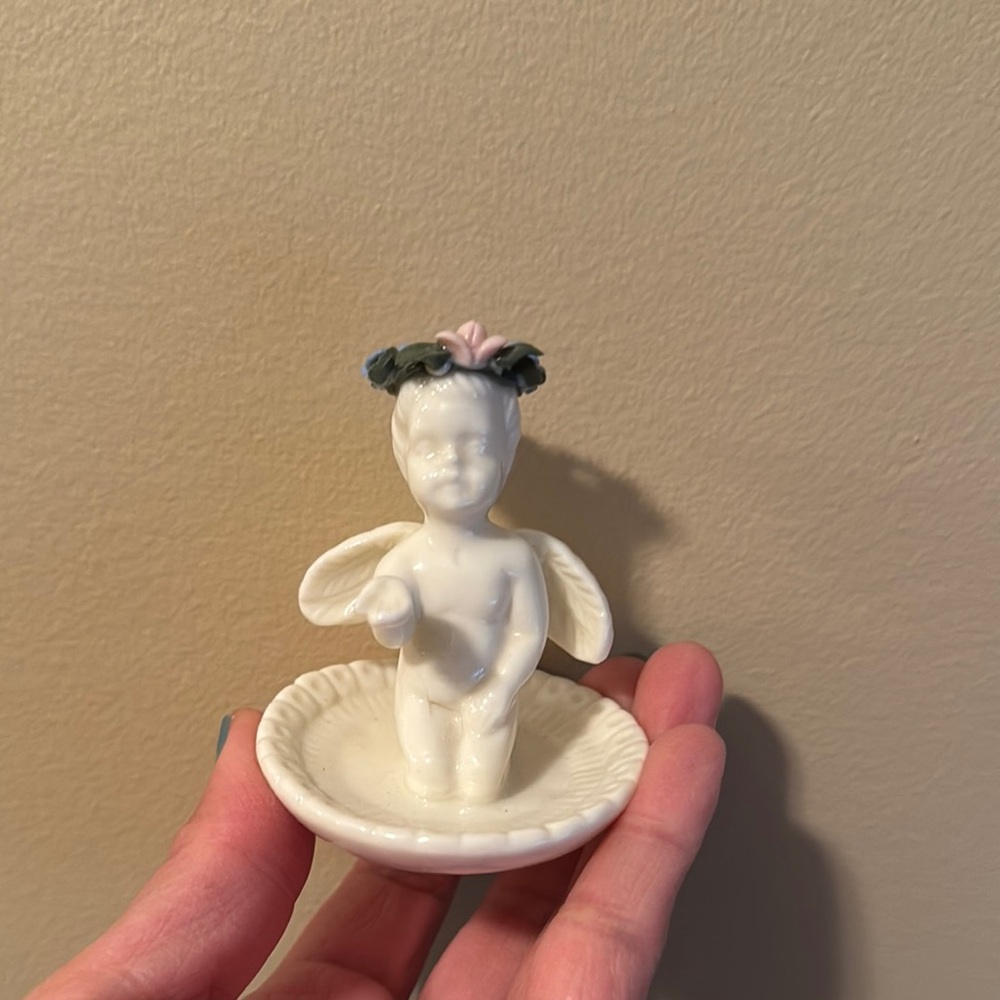 Porcelain Angel Figurine with Floral Crown